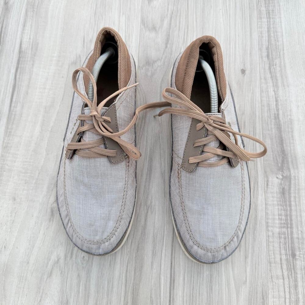 Crocs Men’s Canvas Boat Shoes Tan Beige – Size 11